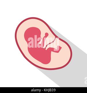 Baby fetus in the uterus icon, flat style Stock Vector