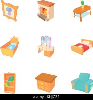 Home environment icons set, cartoon style Stock Vector