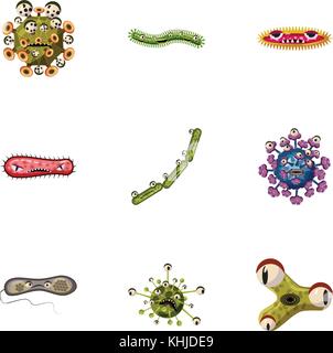 Cells icons set, cartoon style Stock Vector