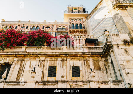 Classic Apartment Building Block Exterior Facade In Lisbon, Portugal Stock Photo