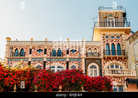 Classic Apartment Building Block Exterior Facade In Lisbon, Portugal Stock Photo