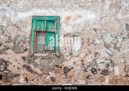 view of a window in an old facade, La Graciosa, Canary Islands, Spain Stock Photo