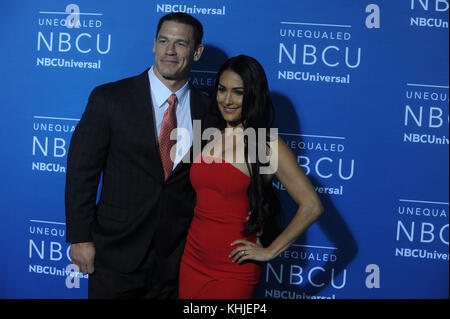 NEW YORK, NY - MAY 15: John Cena, Nikki Bella attends the 2017 NBCUniversal Upfront at Radio City Music Hall on May 15, 2017 in New York City.   People:  John Cena, Nikki Bella  Transmission Ref:  MNC1 Stock Photo