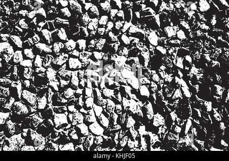 Vector sea stones background. Black and white texture. Vector illustration. Stock Vector