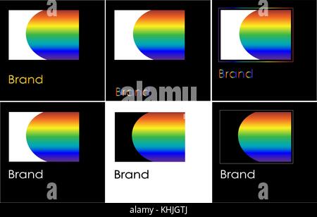 abstraction of seven rainbow colors in a rectangle rainbow logo Stock Vector