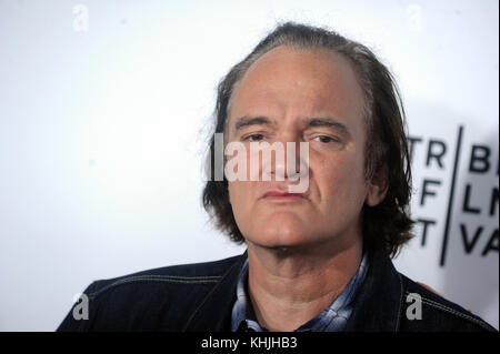 NEW YORK, NY - APRIL 28: Quentin Tarantino attends 'Reservoir Dogs' 25th Anniversary Screening during 2017 Tribeca Film Festival at The Beacon Theatre on April 28, 2017 in New York City  People:  Quentin Tarantino  Transmission Ref:  FLXX Stock Photo