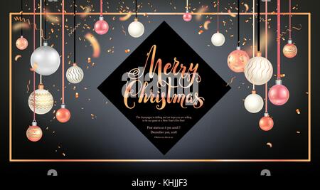Beautiful christmas balls card Stock Vector