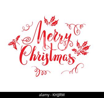 Red merry Christmas lettering Stock Vector