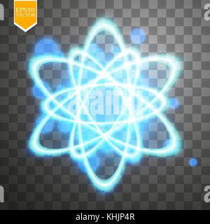 Shining atom scheme. Isolated on black transparent background. Vector illustration, Stock Vector