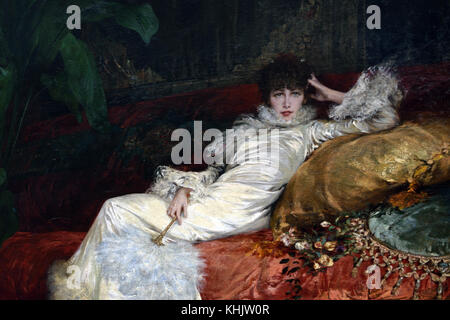 Portrait of Sarah Bernhardt 1876 Georges Clairin 1843 - 1919  French, France. ( Portrait of Mlle Sarah Bernhardt, Member of the Comédie Française. ) Stock Photo