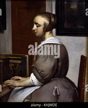 Lady at a virginal 1662 Gabriel Metsu 1629-1667 The Netherlands Dutch Stock Photo