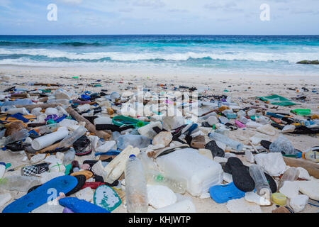 Plastic Waste washed up at Greta Beach, Christmas Island, Australia