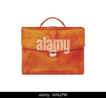 Watercolor Briefcase on white Stock Vector