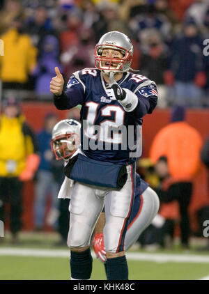 Tom Brady (12) of the New England Patriots passes during the AFC  Championship game at Sports Authority Field at Mile High in Denver on  January 19, 2014. The New England-Denver winner will