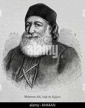 Muhammad Ali of Egypt (1769-1849). Albanian Commander in the Ottoman Army. Engraving. Stock Photo