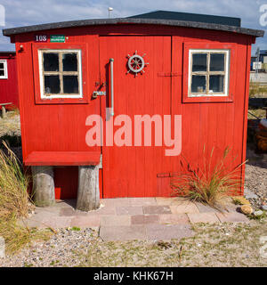 Fisherman's huts at Ringkobing  harbour in Jutland, Denmark Stock Photo