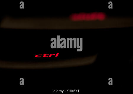 keyboard key neon red Stock Photo