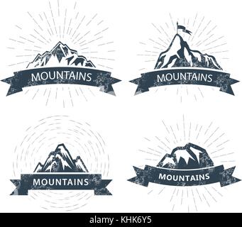 Mountain peaks labels and emblems - ski resort icon Stock Vector