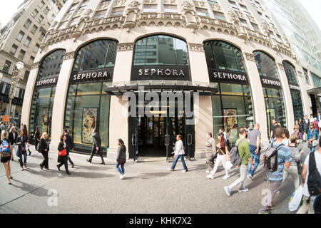 Sephora cosmetics store on 5th Avenue , New York City, Manhattan, NY,United States of America. U.S.A. Stock Photo