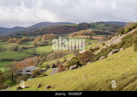 The limestone cliffs of Eglwyseg in the Vale of Llangollen, Denbighshire, North wales, UK Stock Photo