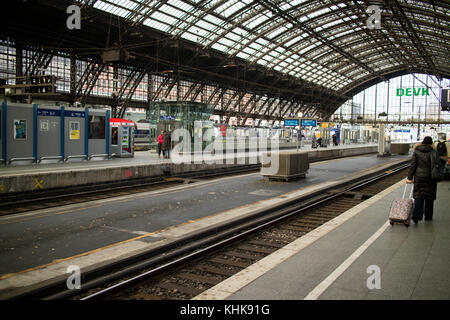 Cologne main train station, Innenstadt central city district and largest city in the German federal State of North Rhine-Westphalia in Germany, Europe Stock Photo