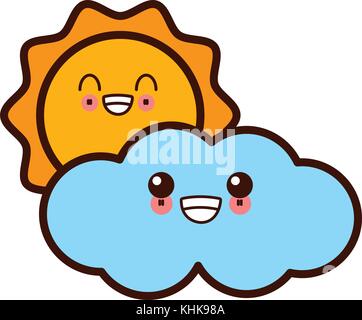 kawaii sun and cloud weather web icon Stock Vector Image & Art - Alamy