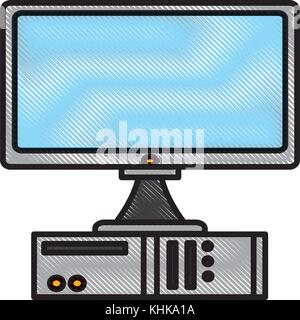 Desk computer technology Stock Vector