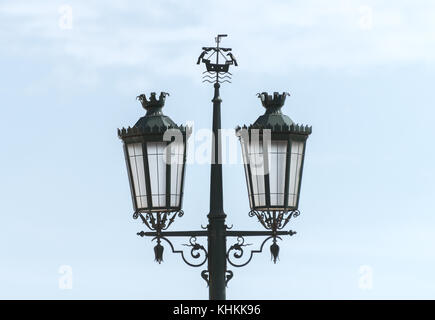 Old vintage lantern on the street in Lisbon. Stock Photo