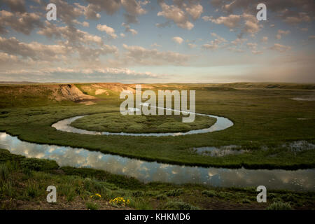 WY02627-00...WYOMING - Sunrise at Alum Creek in the Hayden Valley area of Yellowstone National Park. Stock Photo