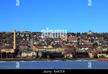 Duluth, Minnesota. View on the lake shore and the town from Park Point Recreation Area. Stock Photo