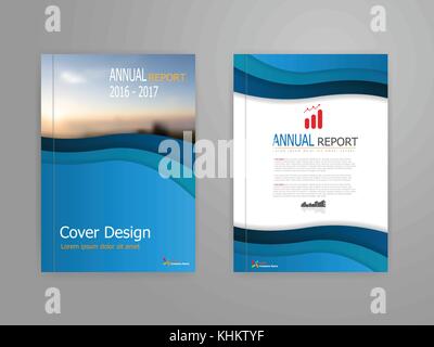 illustration of blue cover annual report brochure flyer template in A4 Scale, magazine, book, for advertise, portforio Stock Vector