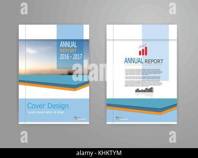 illustration of blue cover annual report brochure flyer template in A4 Scale, magazine, book, for advertise, portforio Stock Vector