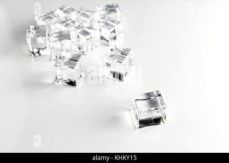 Ice cubes isolated on white background Stock Photo