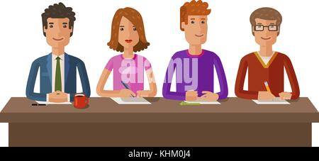 Group of judges or students. Exam, education, study concept. Vector flat illustration Stock Vector