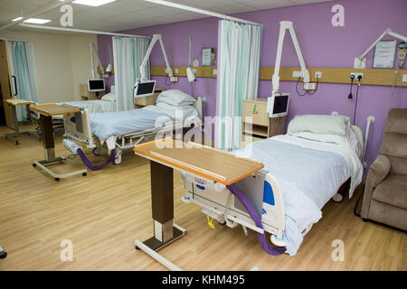 Empty hospital beds on a ward. Stock Photo