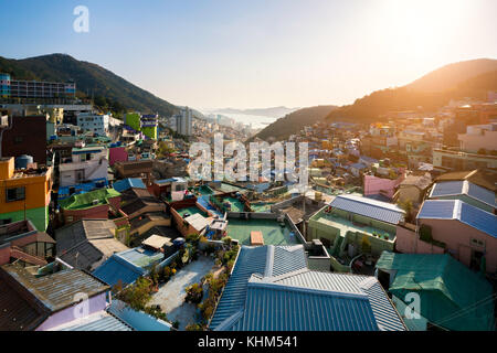 View of Gamcheon Culture Village in Busan, South Korea. Stock Photo