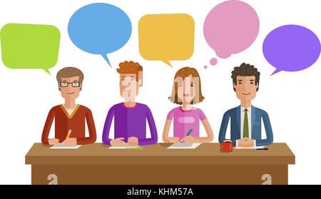 Teamwork, team work. Business, education, public opinion, conference concept. Vector flat illustration Stock Vector