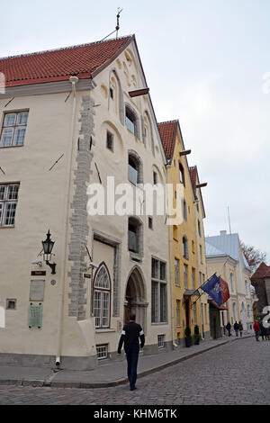 Tallinn Estonia. Building Of Three Sisters In Historical Center