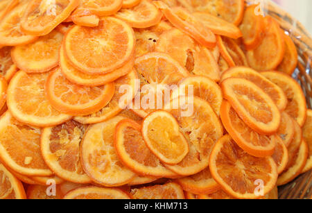 dried fruits orange in slices for sale at mediterranean market Stock Photo