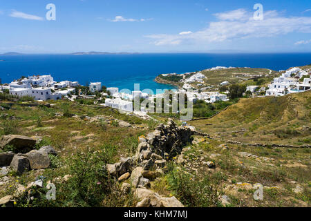 The village Agios Stefanos, Mykonos island, Cyclades, Aegean, Greece Stock Photo