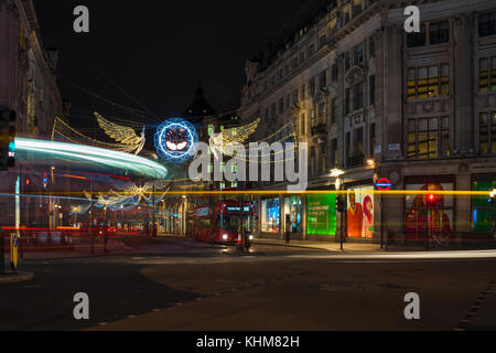 LONDON - NOVEMBER 18, 2017: Christmas lights on Regent Street, London, UK. The Christmas lights attract thousands of shoppers during the festive seaso Stock Photo