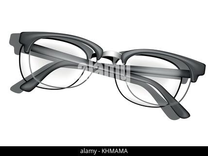 Isolated fashion glasses design.V intage decorative elements. Realistic metal framed glasses with shadow. Vector illustration isolated on white. Websi Stock Vector
