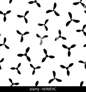 Propeller Silhouette Seamless Pattern Isolated on White Background Stock Vector