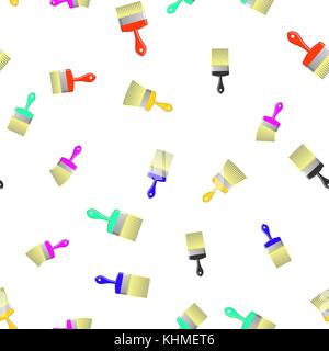 Colored Brushes Seamless Pattern on White. Paintbrush Background Stock Vector