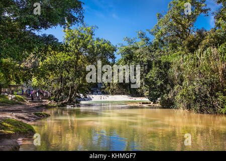 The bright azure cascades of Agua Azul in Chiapas, near San Cristobal, Mexico. Stock Photo