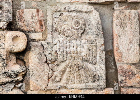 Carving at the ruins of the ancient Mayan city Uxmal, Yucatan region, Mexico. Stock Photo