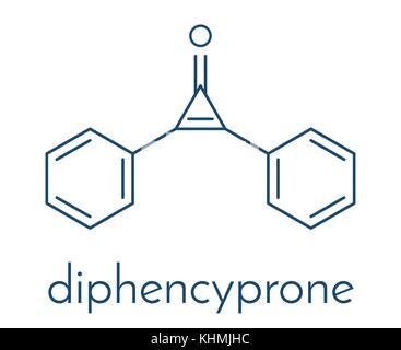 Diphencyprone (diphenylcyclopropenone) alopecia treatment drug molecule. Skeletal formula. Stock Vector