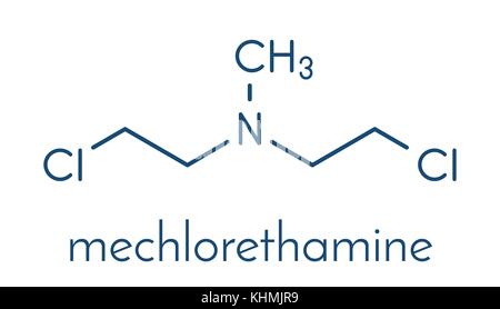 Chlormethine (mechlorethamine, mustine, HN2) cancer chemotherapy drug molecule. Nitrogen mustard compound also used a blister agent (chemical weapon). Stock Vector