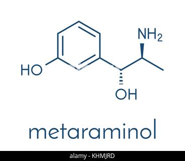 Metaraminol (metaradrine) hypotension drug molecule. Used in treatment of low blood pressure, e.g. due to anesthesia. Skeletal formula. Stock Vector