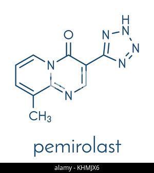 Pemirolast eye allergy drug molecule. Skeletal formula. Stock Vector